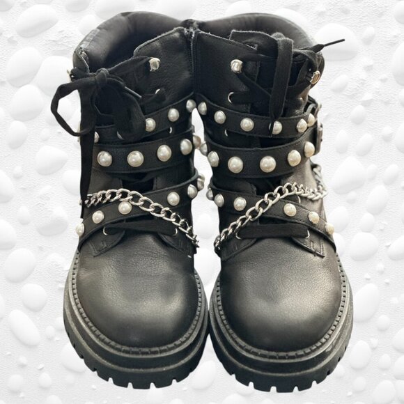Design Lab Pearl/Chain Boots Size 8 NWT original box - Picture 2 of 13
